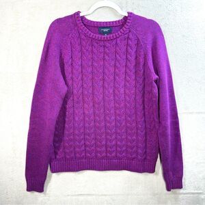 Lands’ End Drifter Cable Knit Sweater Purple Magenta Women’s Size M‎ (10-12)